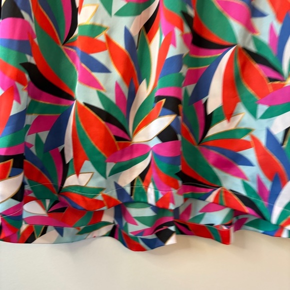 Emily McCarthy Colorful Ruffled Shoulders Bib Collar Flowy Blouse women’s L - Picture 10 of 13